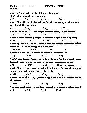 Kiểm tra 15 phút - Tổ hợp 11